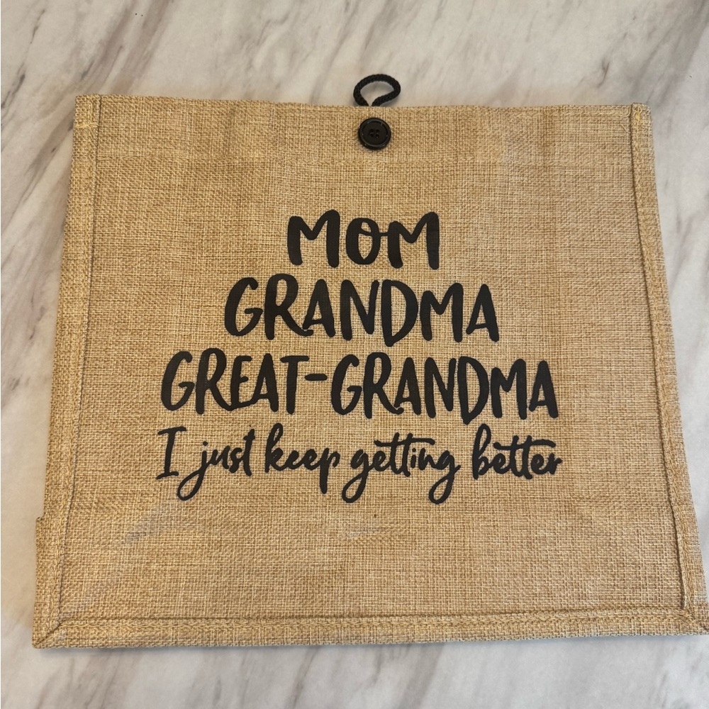 Tan Burlap Affirmation Tote Bag New